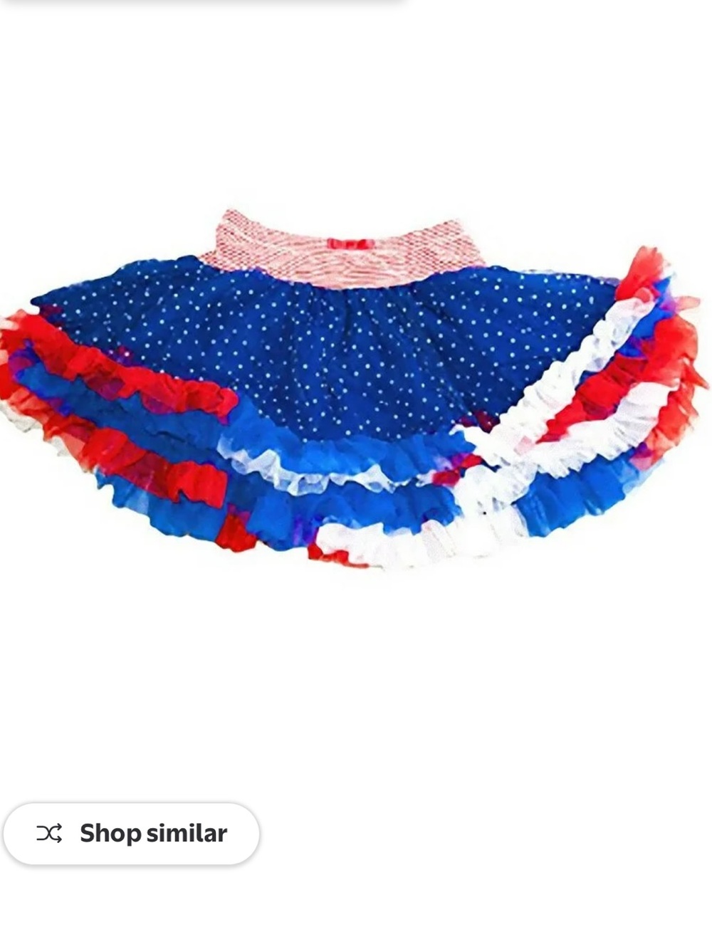USA Red White Blue Polka Dot Tulle Tutu Skirt Stripe Waistband 2T 3T NEW NWT